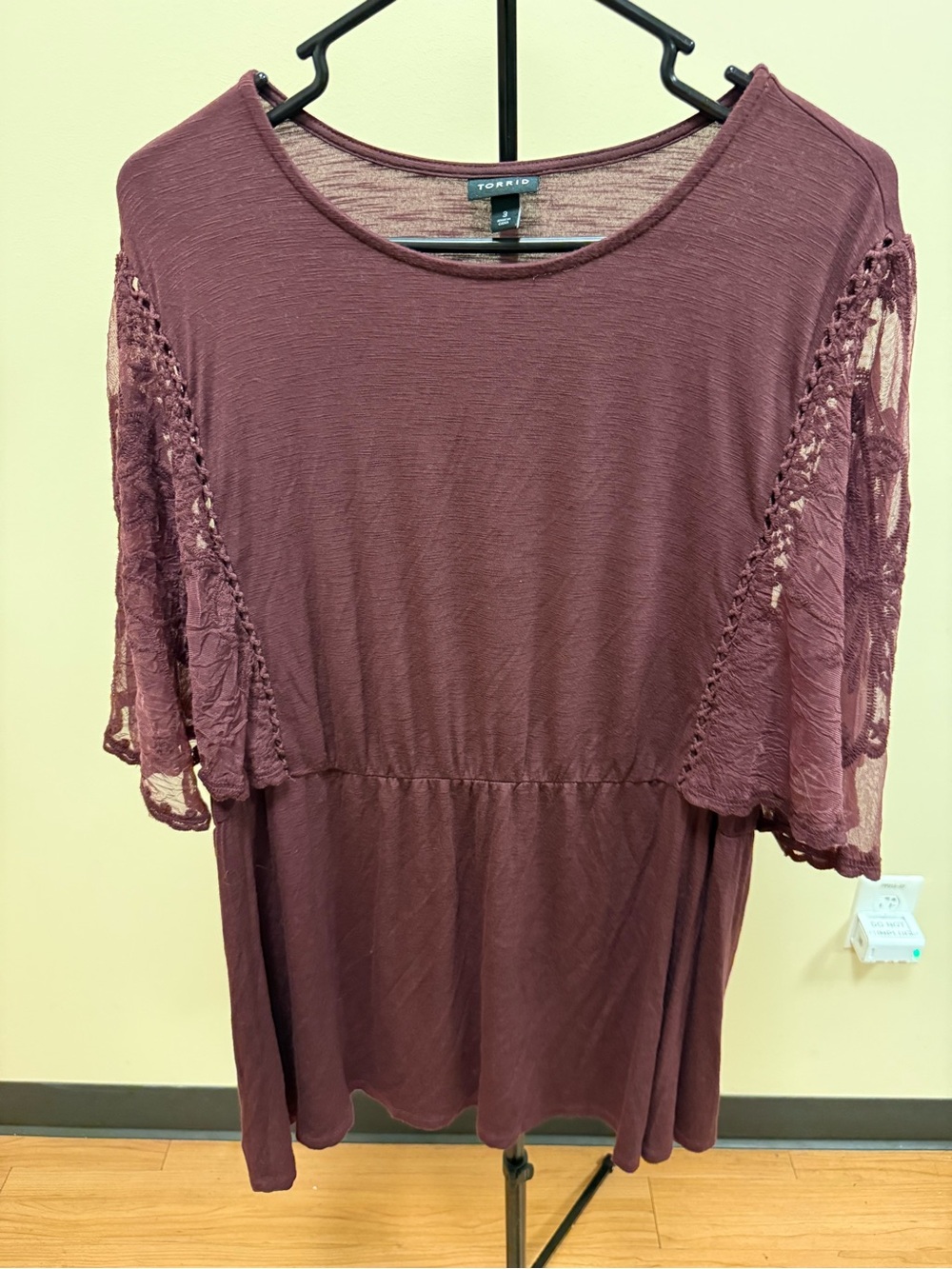 Torrid Maroon Lace Sleeve Babydoll Top - 3X